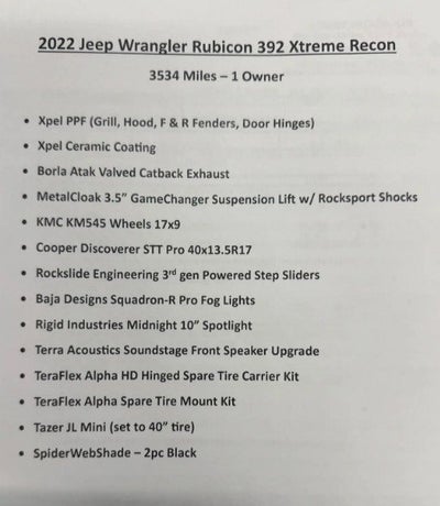 2022 Jeep Wrangler Unlimited Rubicon 392 Xtreme Recon