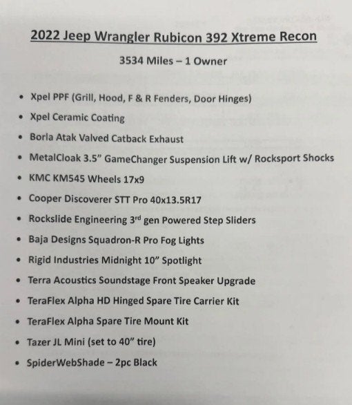 2022 Jeep Wrangler Unlimited Rubicon 392 Xtreme Recon