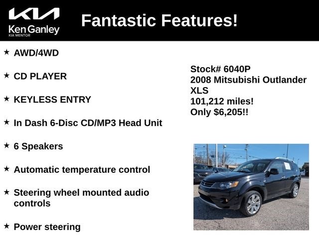 Used 2008 Mitsubishi Outlander XLS with VIN JA4MT41X68Z001795 for sale in Mentor, OH
