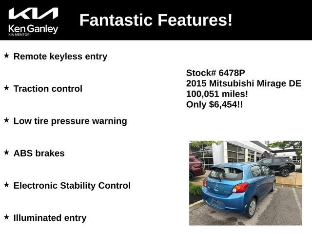 Used 2015 Mitsubishi Mirage DE with VIN ML32A3HJ5FH043413 for sale in Mentor, OH