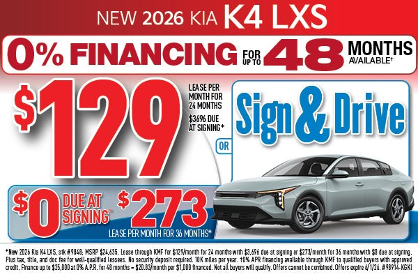 New 2026 Kia K4 LXS