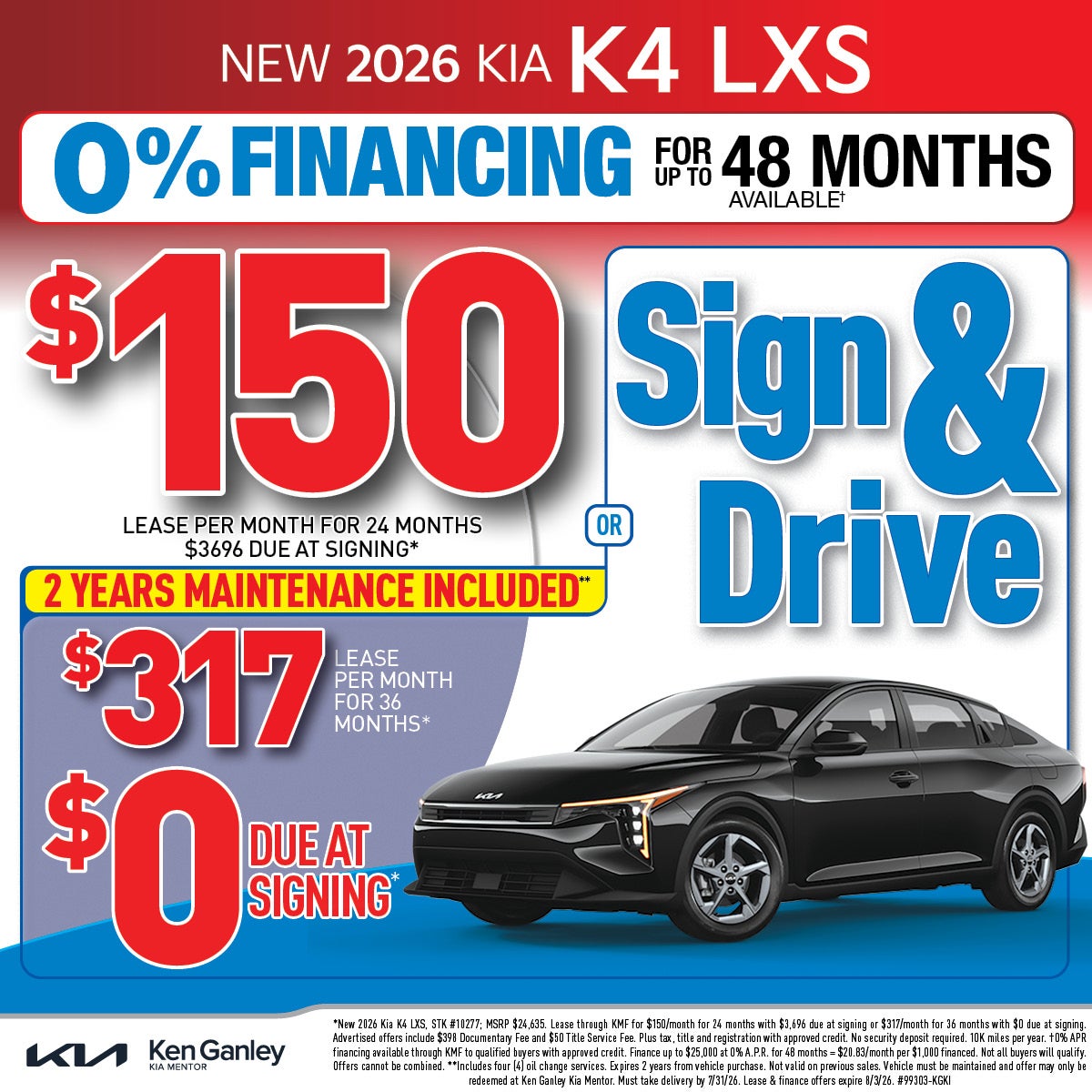 New 2026 Kia K4 LXS