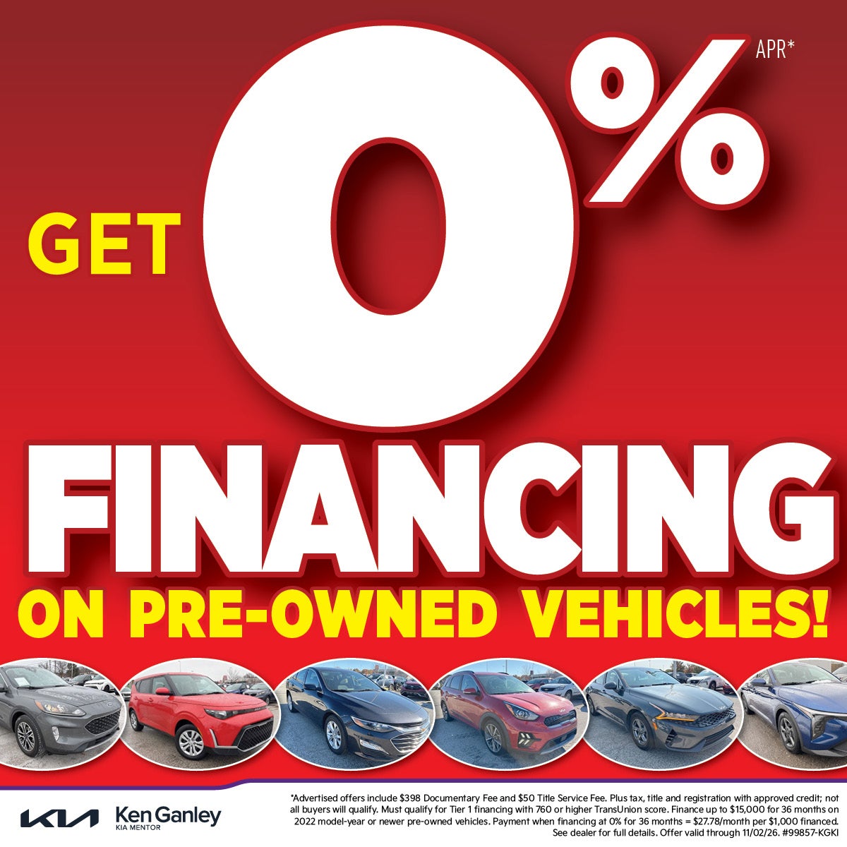 0% financing on pre-owned vehicles!!